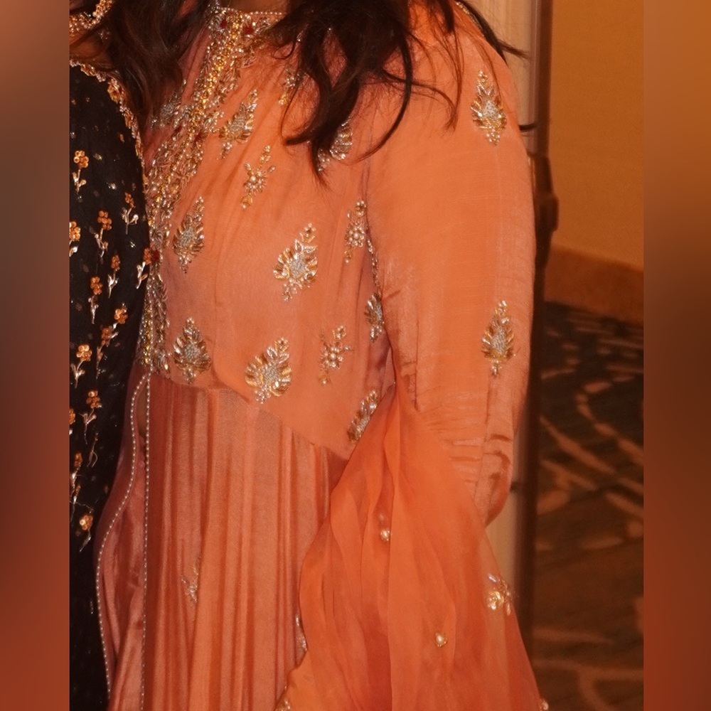 Peach Gown With Lengha - Pakistani Formal